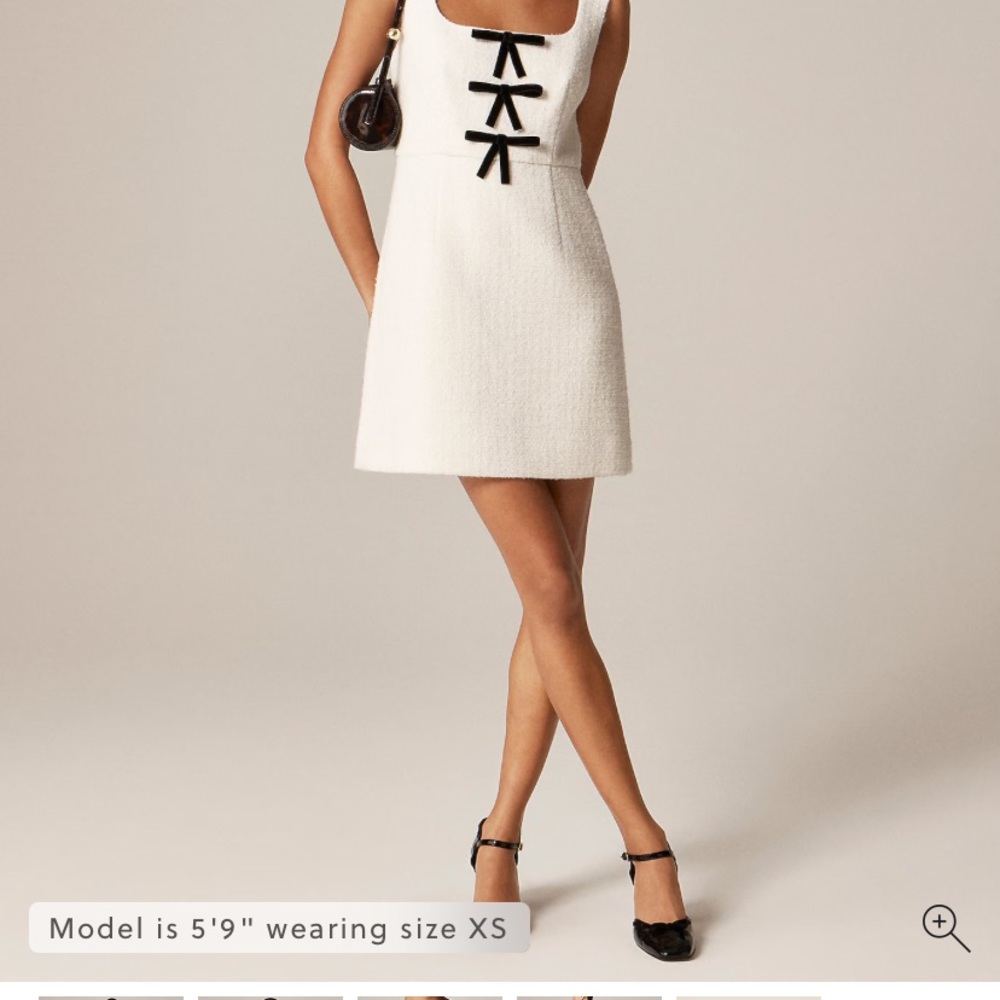 IN SEARCH OF J.CREW SOPHIA DRESS IVORY BLACK BOWS 0/00